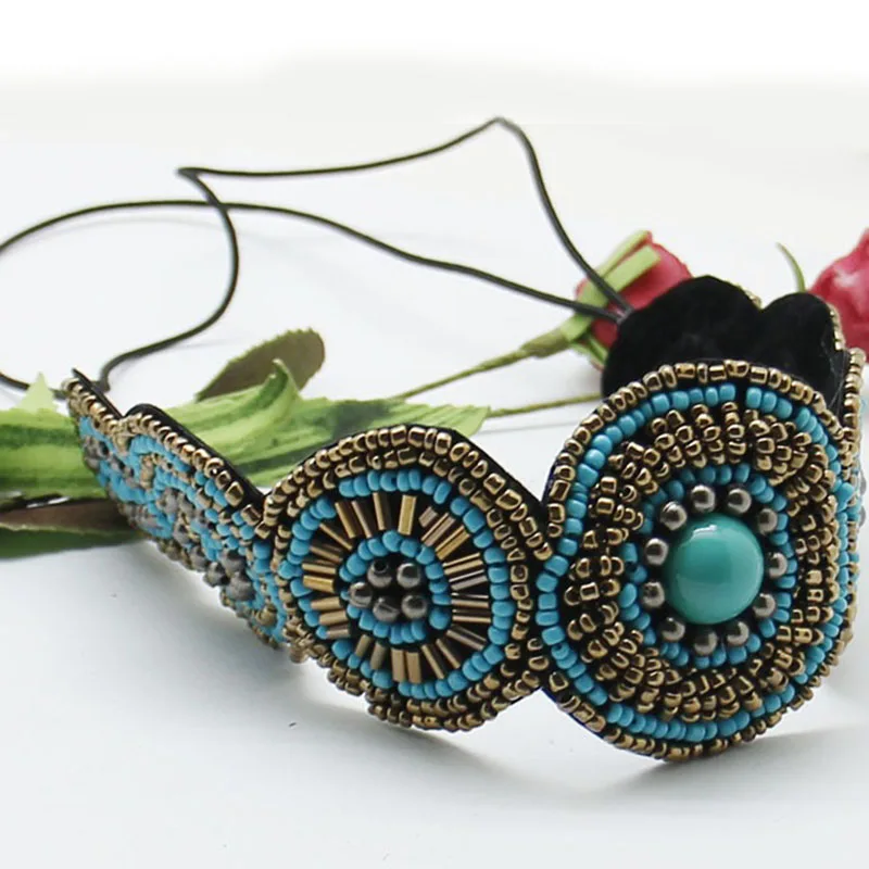 Custom Design Crystal Stone Beaded Elastic Headbands for women