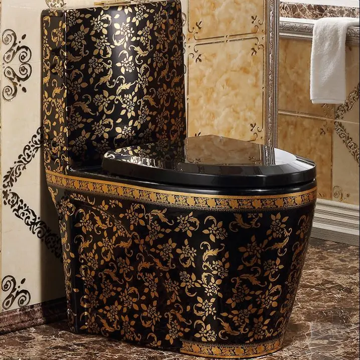 Bathroom sanitary ware one piece gold plated toilet