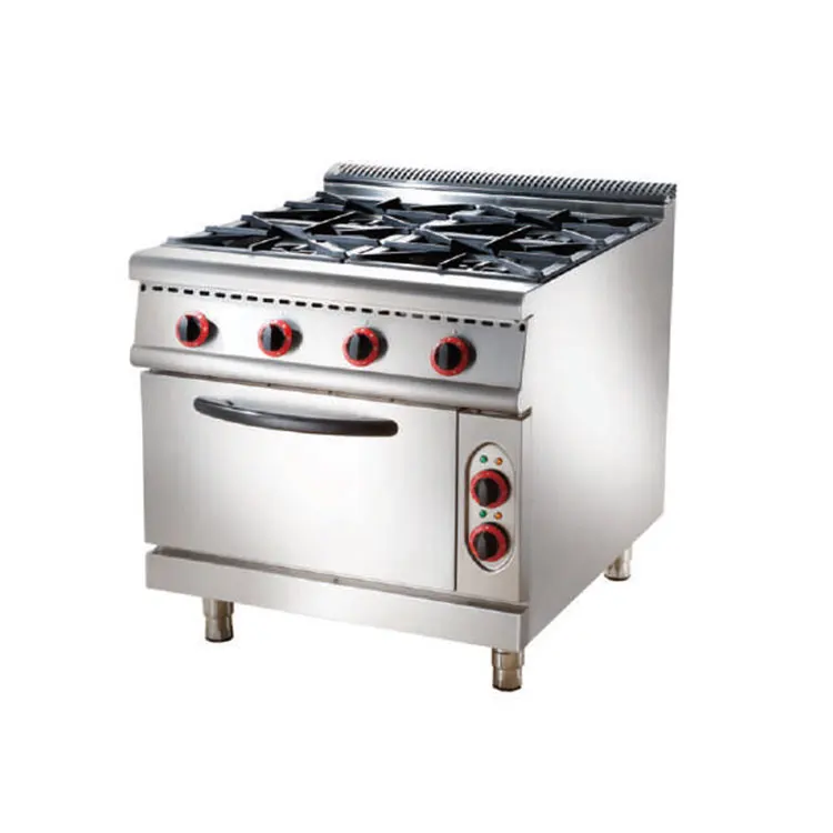 Restaurant Hotel Supplies Heavy Duty Commercial Stainless Steel Kitchen Equipment Gas Range With Electric Oven