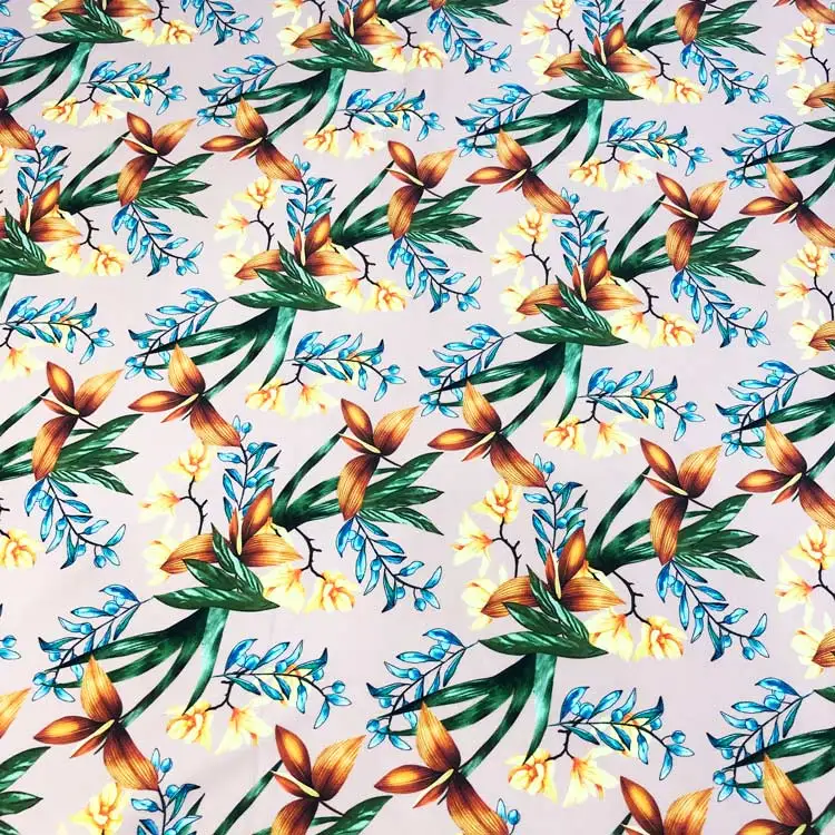 floral printing high elastic naked feeling dry fit warp knit digital printed fabric for swimsuit