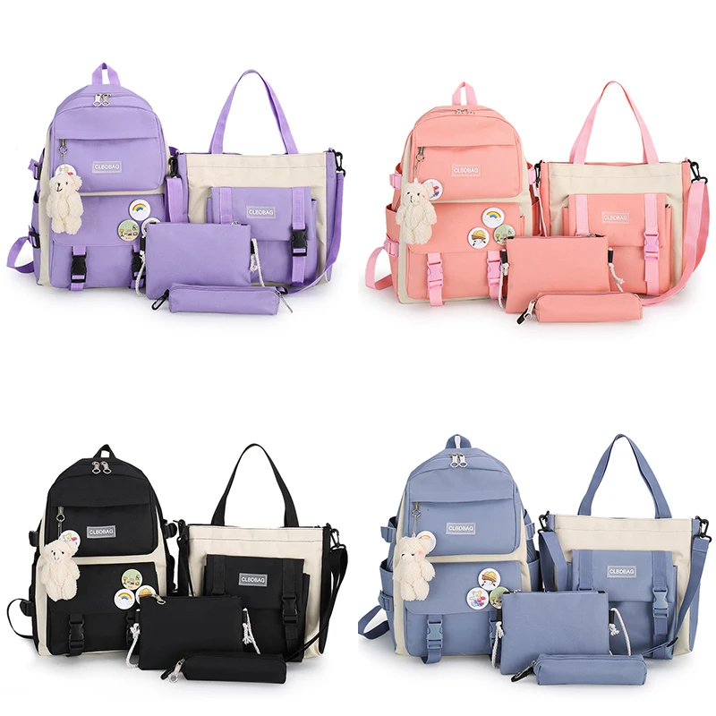 Super September hot selling girls student set bag large capacity 4 in 1 school backpack set bag pack for kids school