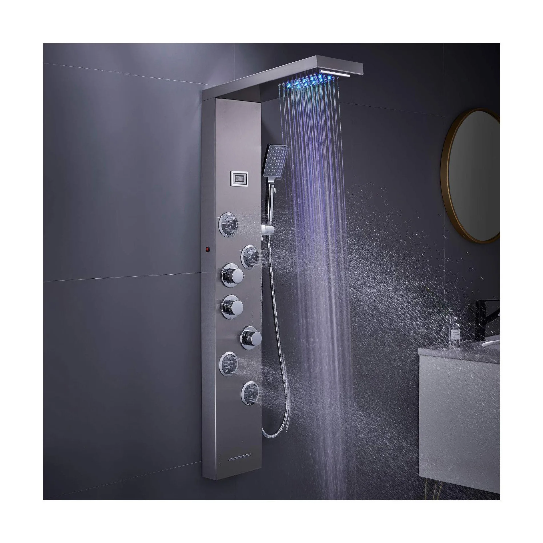 manufacturer custom integrate led display bathroom shower panels wall mounted smart multi-functions shower panels