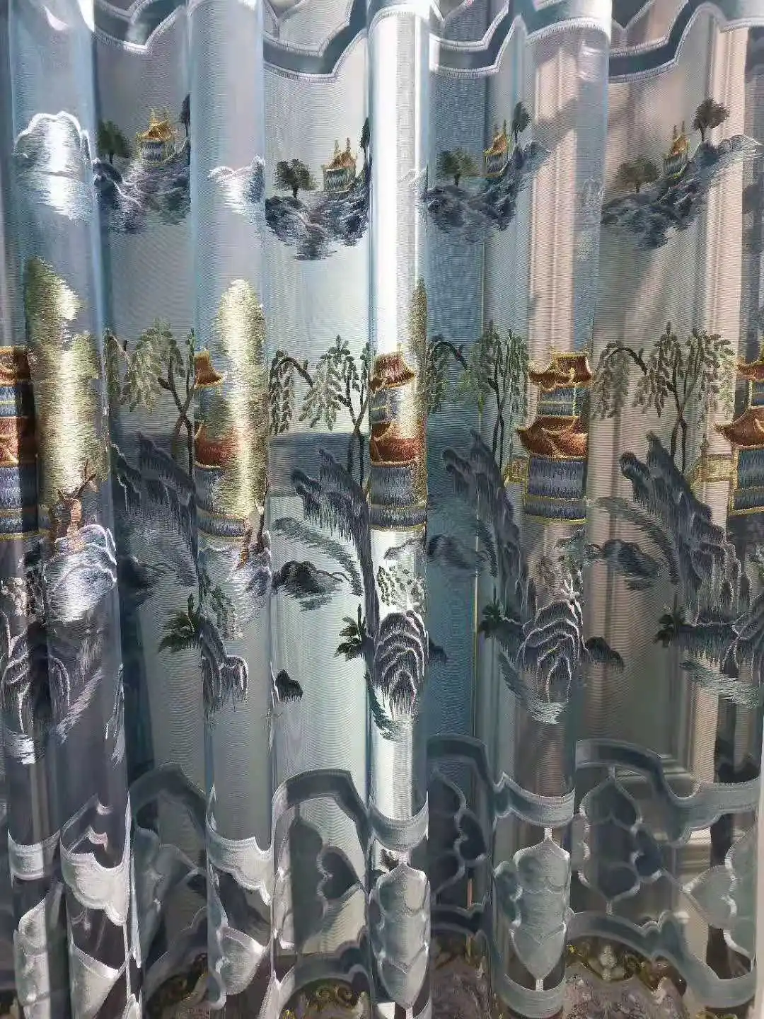 embroidery curtain cloth fabric embroider luxury lace sun screening