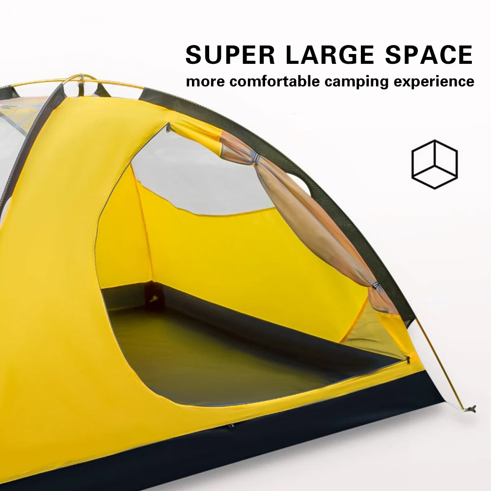 Outdoor 4 person trekking rainproof warm aluminum pole double decker camping tent