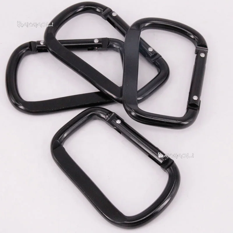 BaiChao 8# Square flat Squash Double rivet quick link black snap carabiner Aluminum Alloy metal hook for hiking/pet bowl/tent