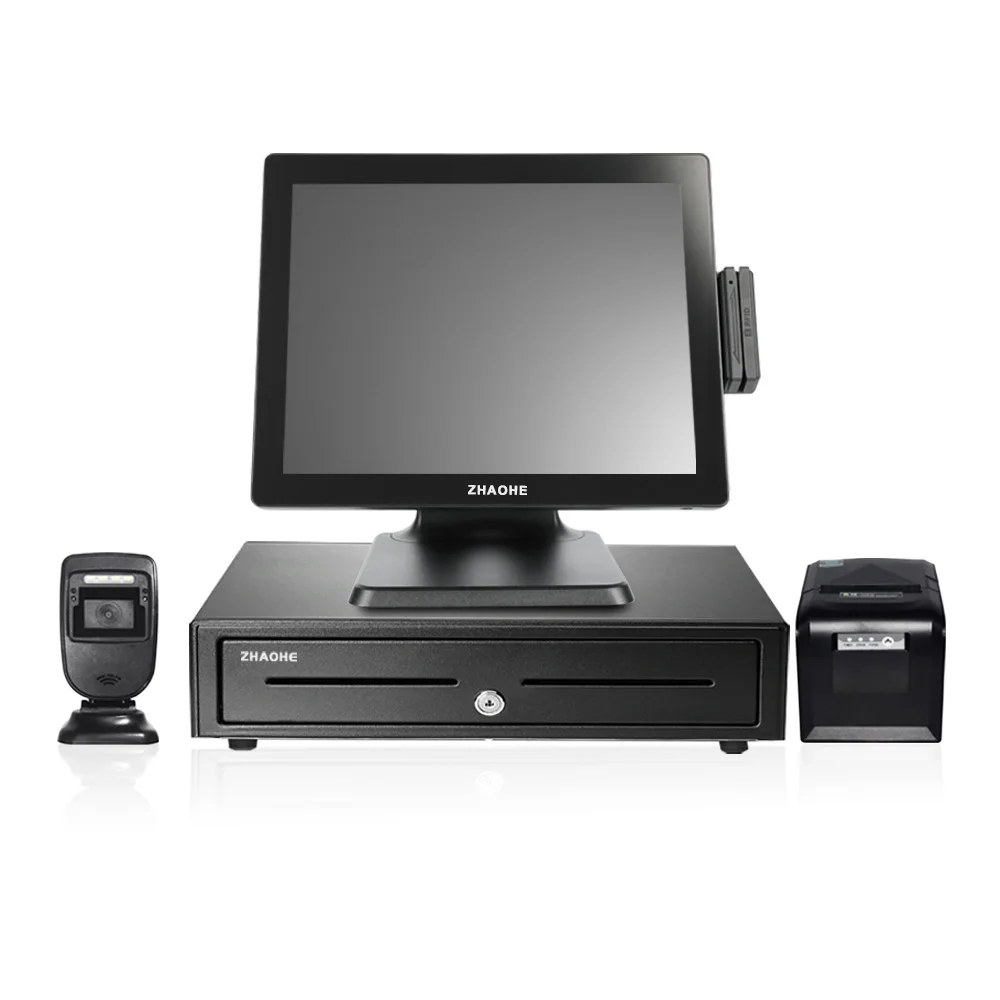 15 дюймов черный классический стиль офлайн pos машина caja registradora pos система для продажи pos все в одном наличные машины