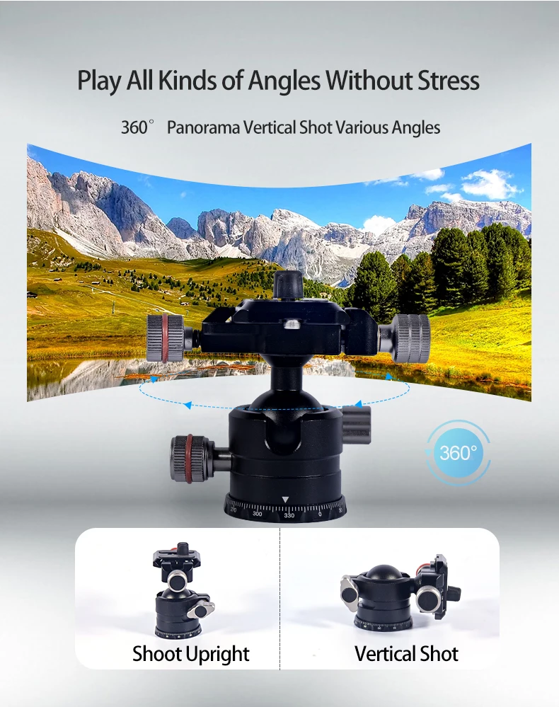 Yuanyu New Arrival T-B-004 Metal Cnc Black Tripod Ball Head For Nikon Sony Canon Dslr Camera