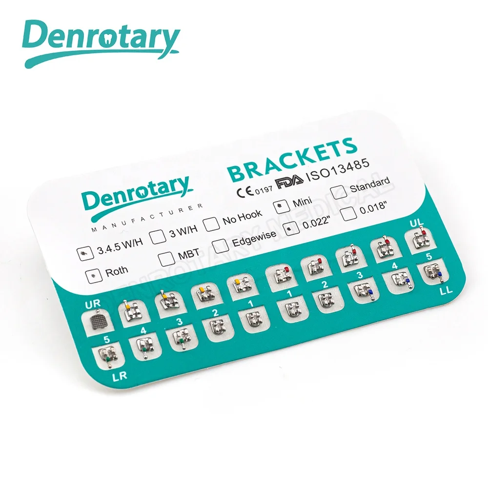Denrotary odontologia teeth braces ortodoncia Hot sale dental product orthodontic metal bracket braces ROTH 022 HOOK