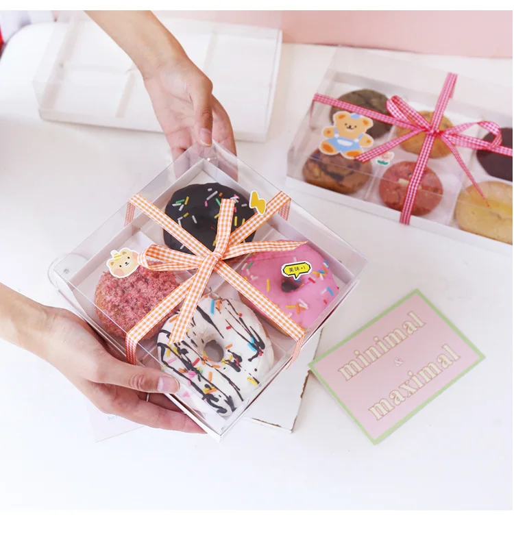 Pop Mini Bread Cake Up Donut Packaging Pink Box Bakery Disposable Kraft Paper Package For Cupcakes Muffins Party Favor