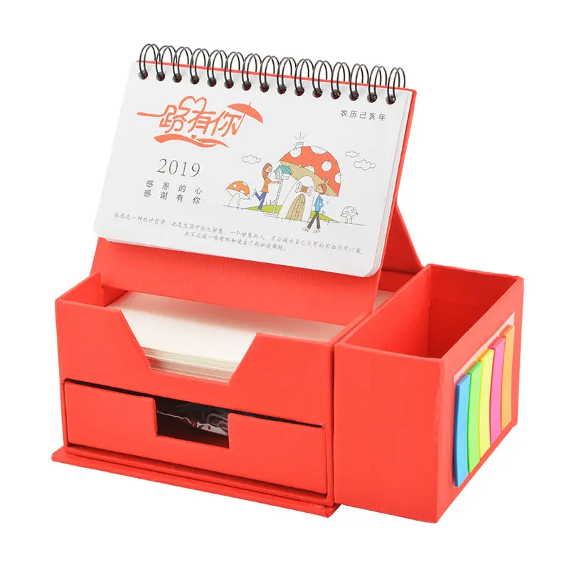 Custom Monthly Printing Design Desk Base Calendar with Sticky Note Pad