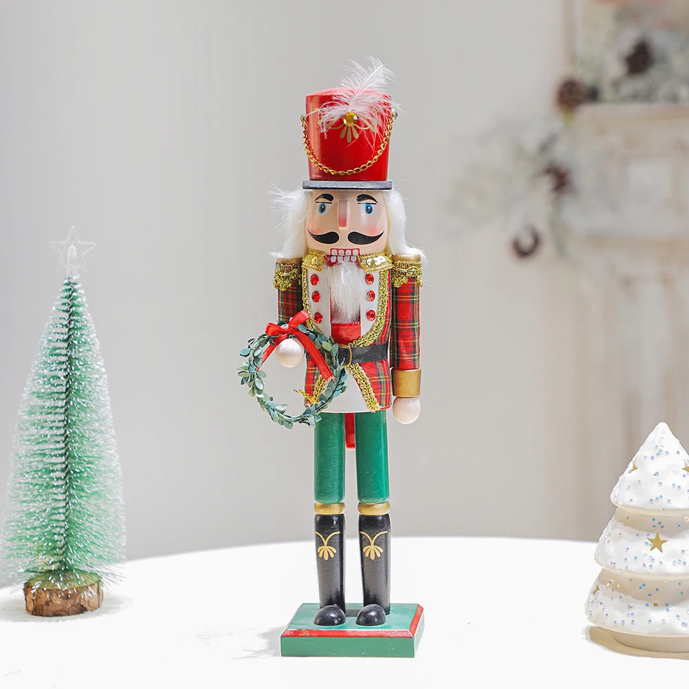 2024 New  Creative Christmas Walnut Gift Nutcracker Home Decor with British Soldier Doll Artwork Wood