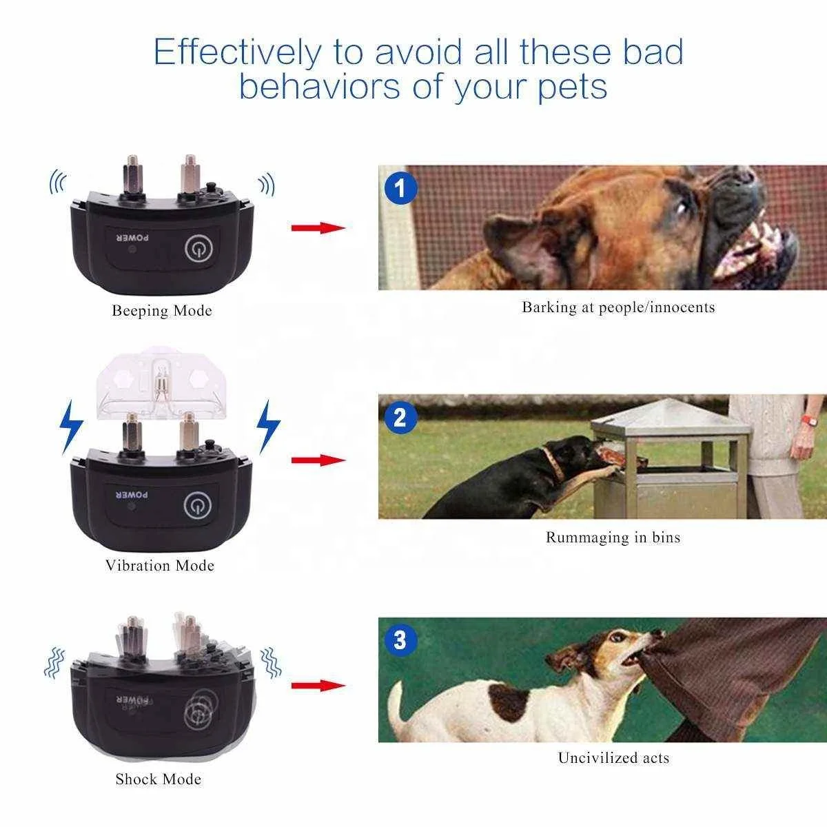 
Digoo DG-PPT1 Rechargeable Electronic Dog Collar Dog Trainings Beep/Vibration/Static Stimulation Stop Barking 330 Yds ALL Size 