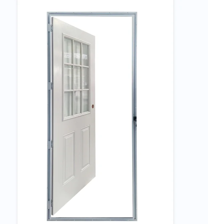 36 in. x 80 in. Premium 9-Lite Right-Hand Inswing Primed Steel Prehung Front Exterior Door