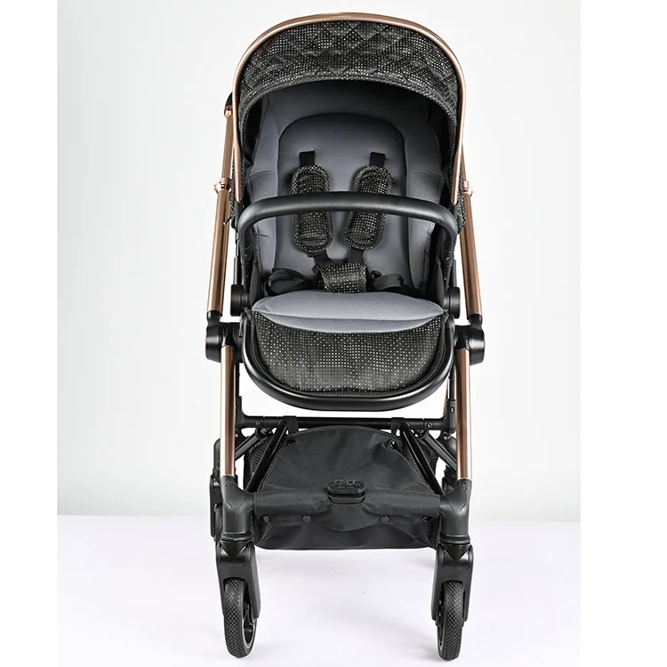 Wholesale Reversible Baby Stroller OEM Easy Clean Golden Frame Luxury Carriage