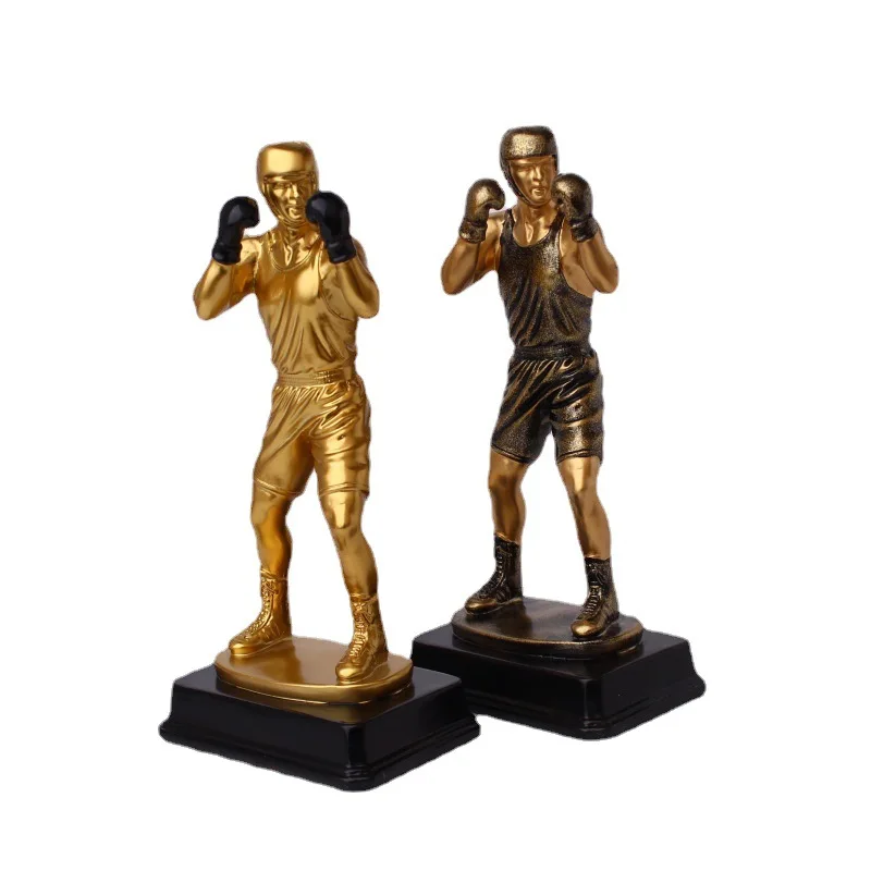 Custom trophee sportifs wholesale gold copper plastic resin figurines trophy figure sport cup award 3d glove boxing trophy