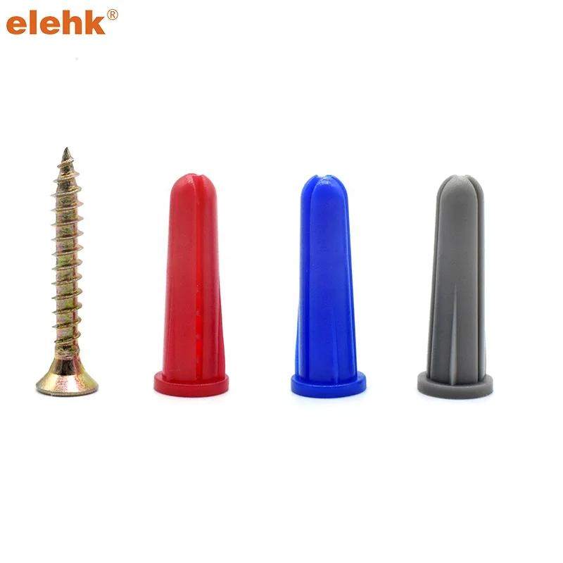Elehk Customization Conical Anchor Plastic Expansion Wall Plug With Screw Plastic Conical Anchor