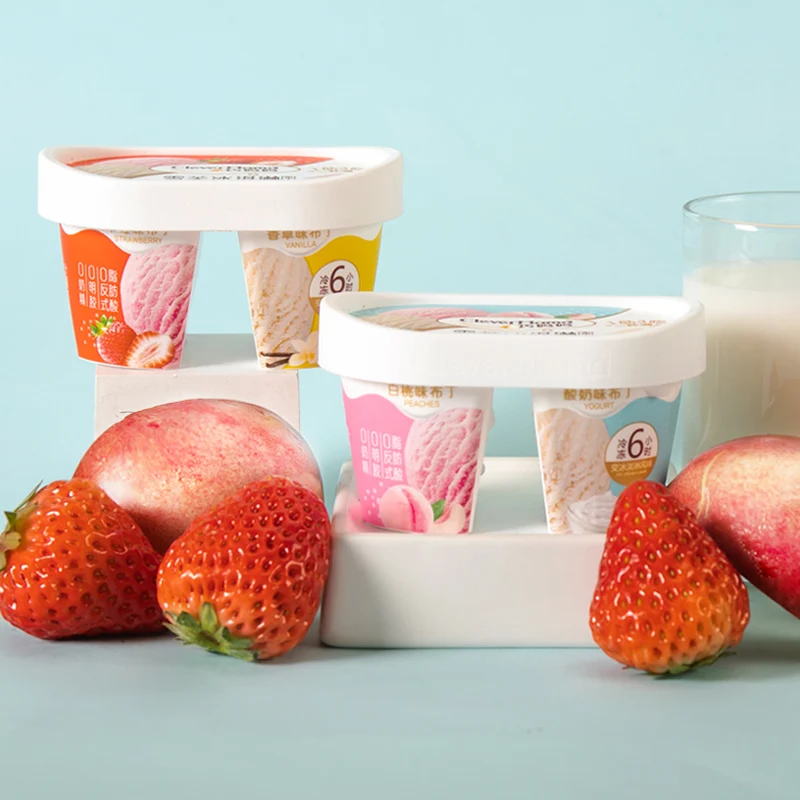 Oem Pudding Wholesale 90g Low Sugar Double Flavor Coconut & Cheese Ice Cream Pudding