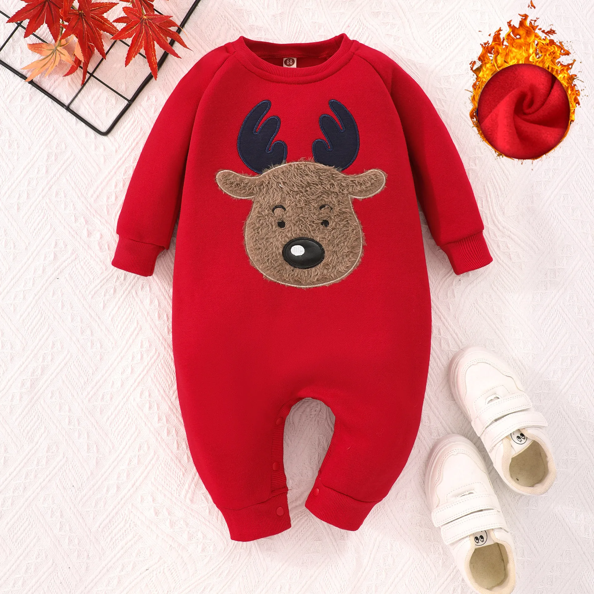 Factory wholesale Europe and the United States Christmas clothes baby newborn holiday Christmas elder elk winter crawling suit