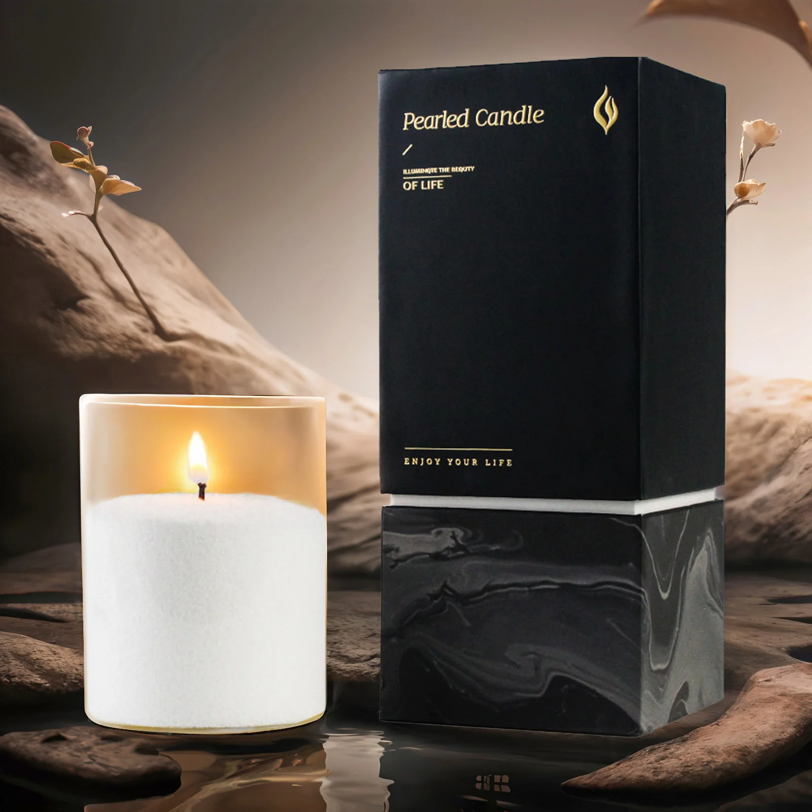 Premium Quality Wedding Decoration Luxury Gift Box Palm Wax Pearled Candle Wax Candle Sand with Wicks