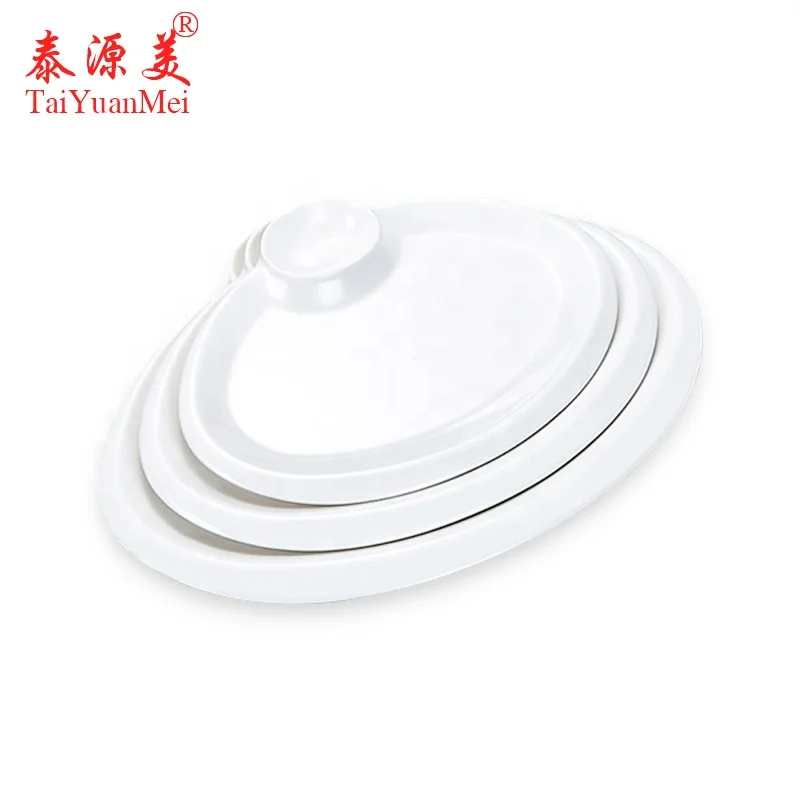 
 Заводская цена, белая меламиновая тарелка овальной формы для ресторанов и отелей, разделенная на 10/12/14 дюймов, оптовая продажа сервировочных блюд  