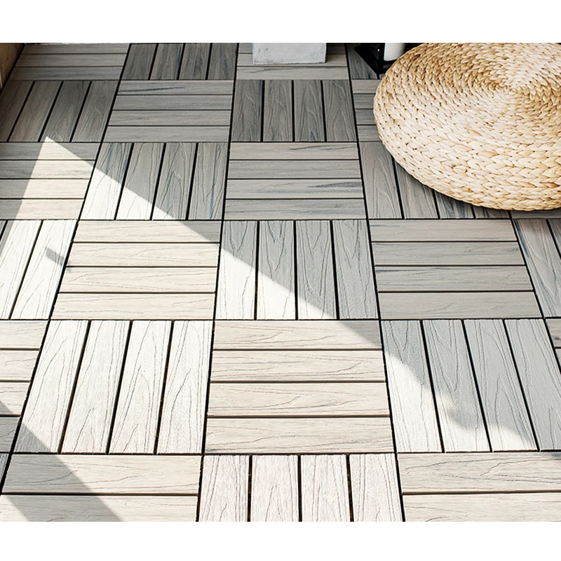 30x30 60x60 splicing wooded pvc floor tiles outdoor timber wpc diy decking tiles