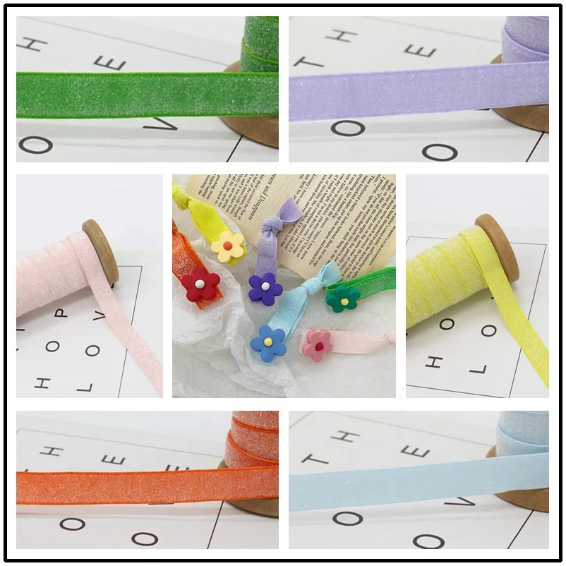 High quality Neon Color Stretch Decorative Glitter Elastic 10mm/15mm