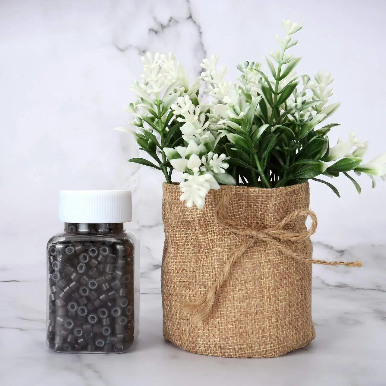 Wholesale 55 35 35 micro beads human hair extensions links silicone lined micro rings