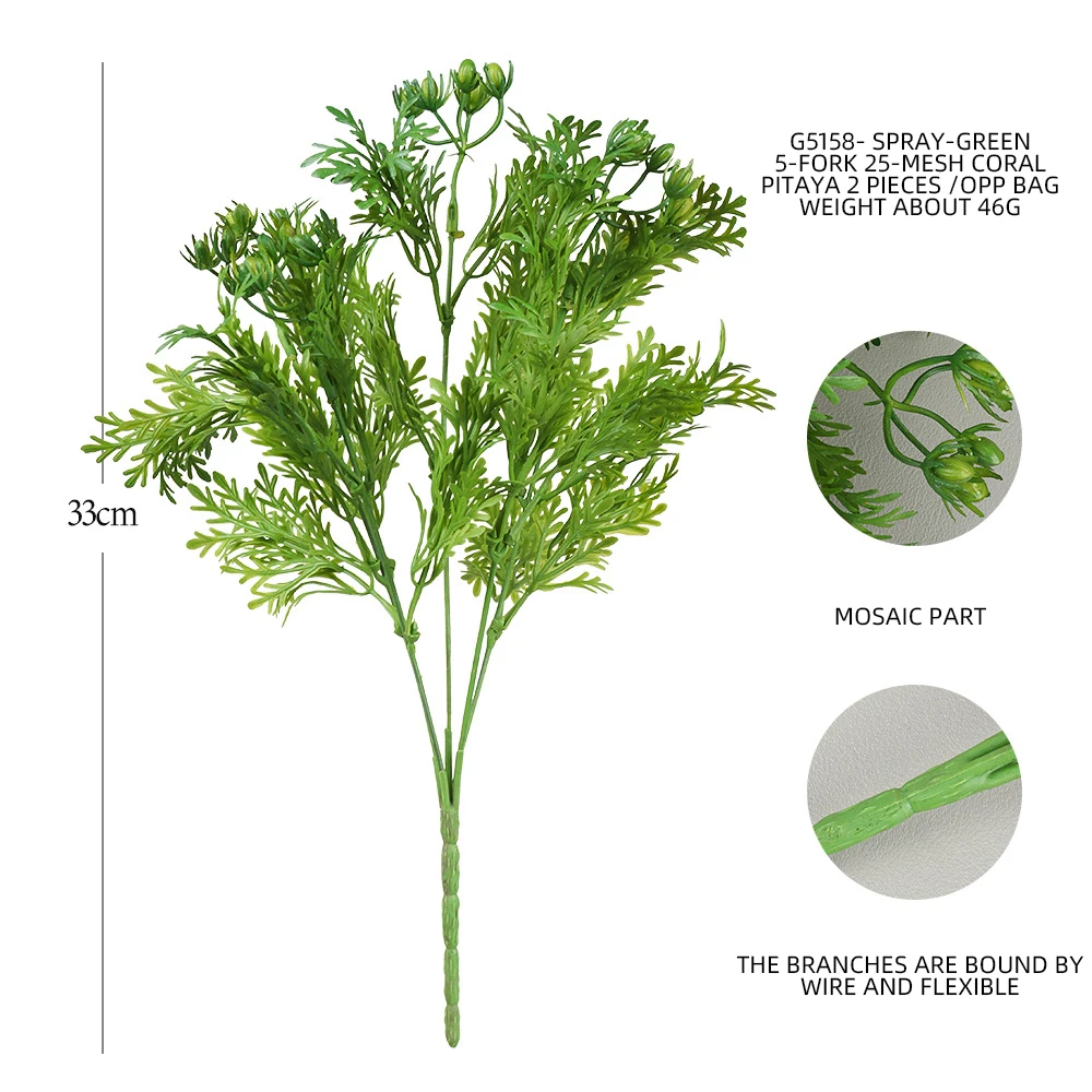 Plastic Scene Green Decorative Plants Multiple Styles Coral Pitaya Artificial Decoration Grass