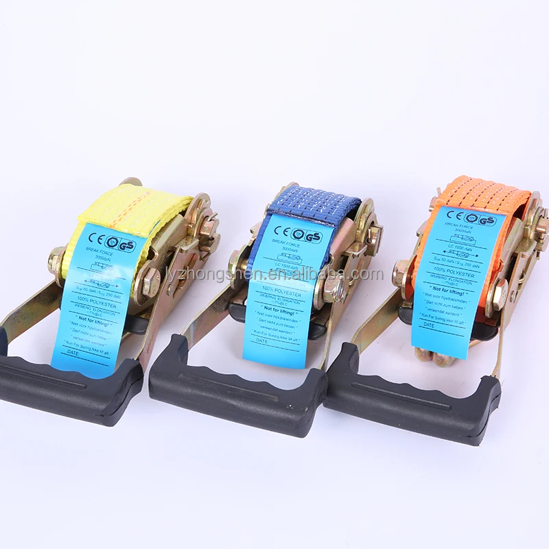 50mm 8m flat hook binding transport cargo lashing belt white ratchet straps load tension rok tie down strap with protection pad