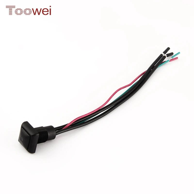 Toowei tiny latching momentary colored rectangle shape  surface mount spst push button switch waterproof ip67 12mm 250v