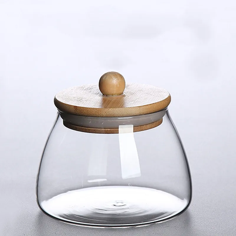 High Borosilicate Kitchen Glass Jar Heat-Resistant Bamboo Wood Lid Sealed Multigrain Storage Tank Food Container Logo