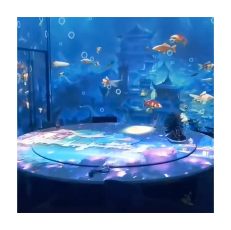 Holographic immersive projection system before and after installation Holographic immersive restaurant