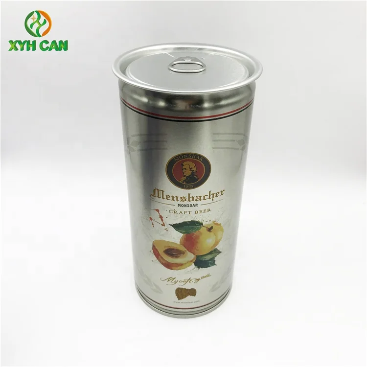 New Arrival 1L round Metal Beer Tin Can 1000ml Volumetric Beverage & Tea Storage Container with Ring Use Promotion