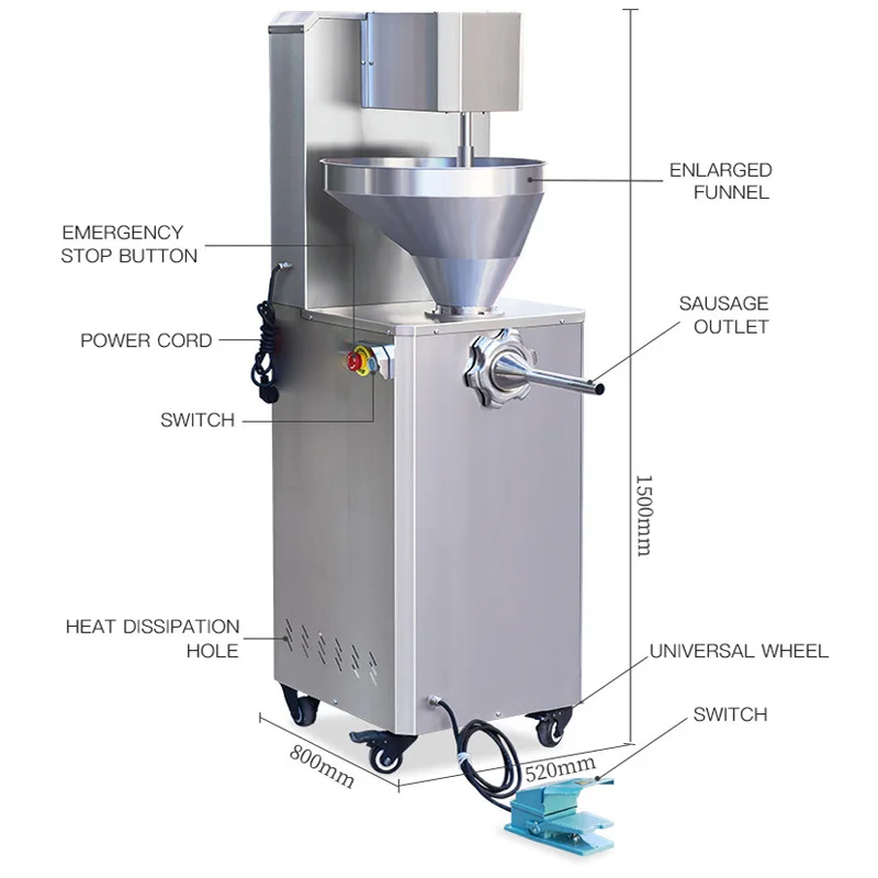 commercial professional pneumatic automatic electric sausage stuffer filling machine