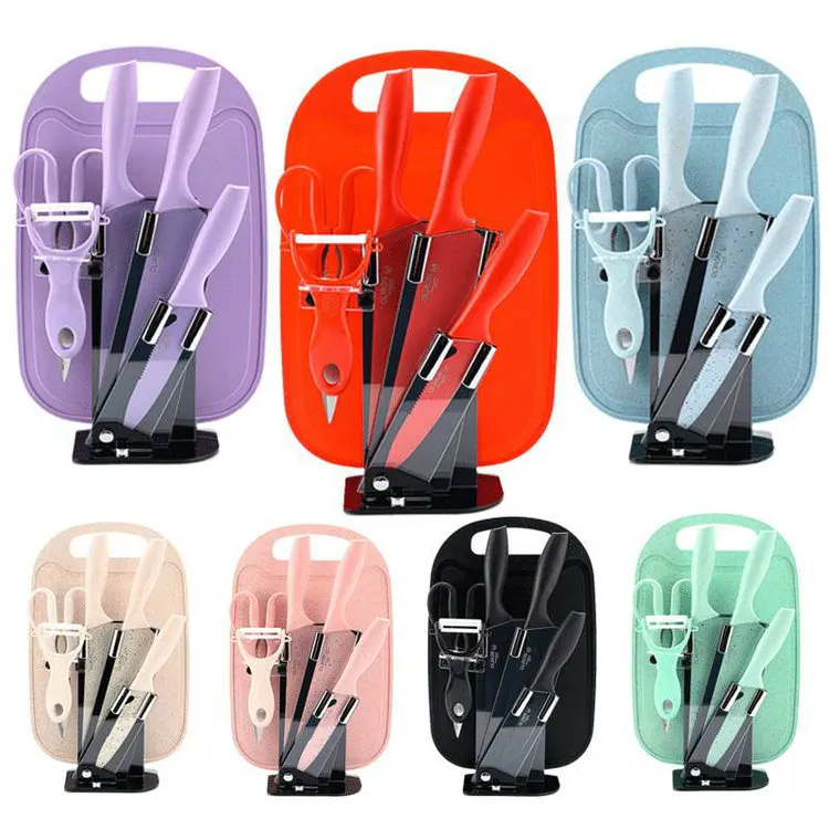 6.28 Dollars Model YH-JXT009 Kitchen Set 7pcs Colorful chef kitchen knife