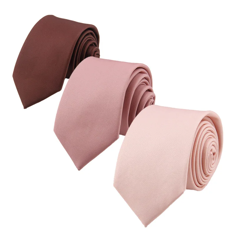 High Quality Mens Solid Polyester Textile Neckties Pure Color Neck Ties For Men