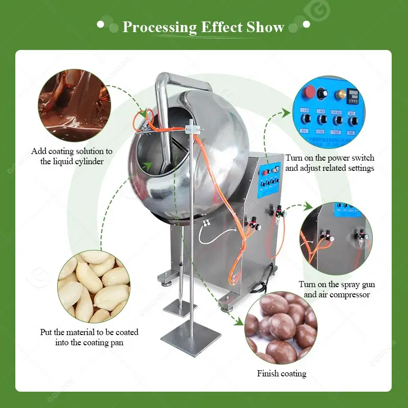 Almond Praline Small Popcorn Pecan Sweet Peanut Sugar Coated Industrial Nut Caramel Flour Coating Machine