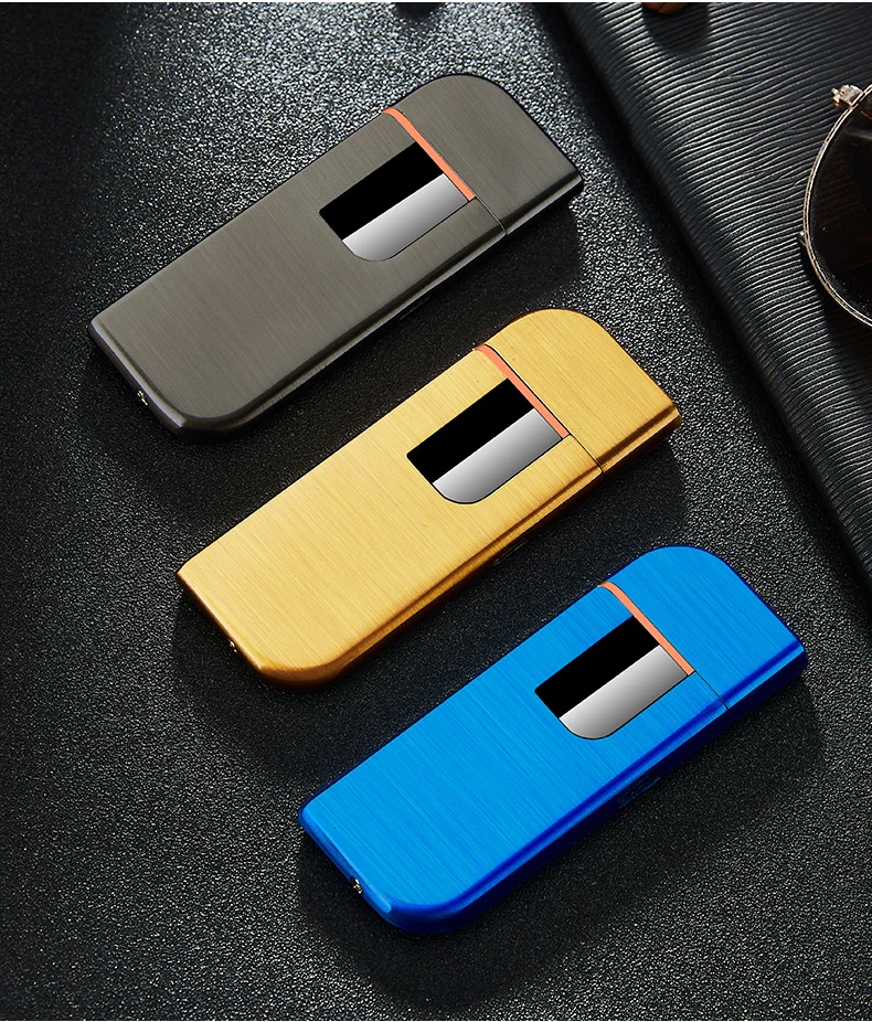 Лидер продаж ультратонкая перезаряжаемая USB-зажигалка с сенсорным датчиком отпечатков пальцев. Беспламенная