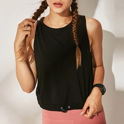 Sexy Back Hollow Out Women Sports Sleeveless T-shirt Workout Fitness Mesh Vest Quick-drying Yoga Tank Top