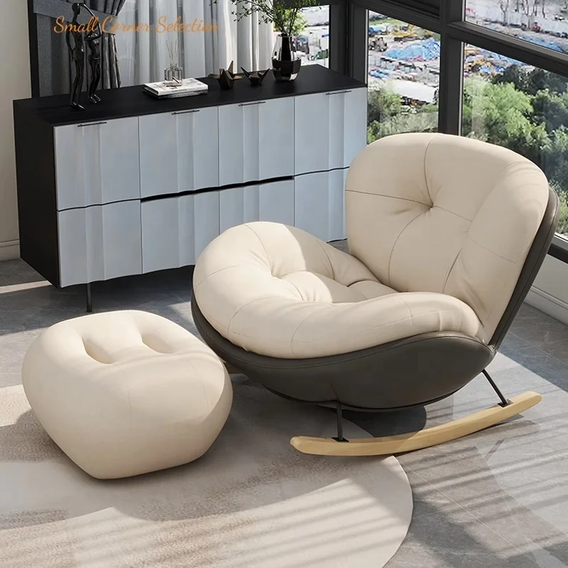 Rocking Velvet Sofa Luxury Nordic Modern Sets Lazy Wood Fabric Wing Accent Metal Lounge Chairs Home Furniture Living Room Sofa