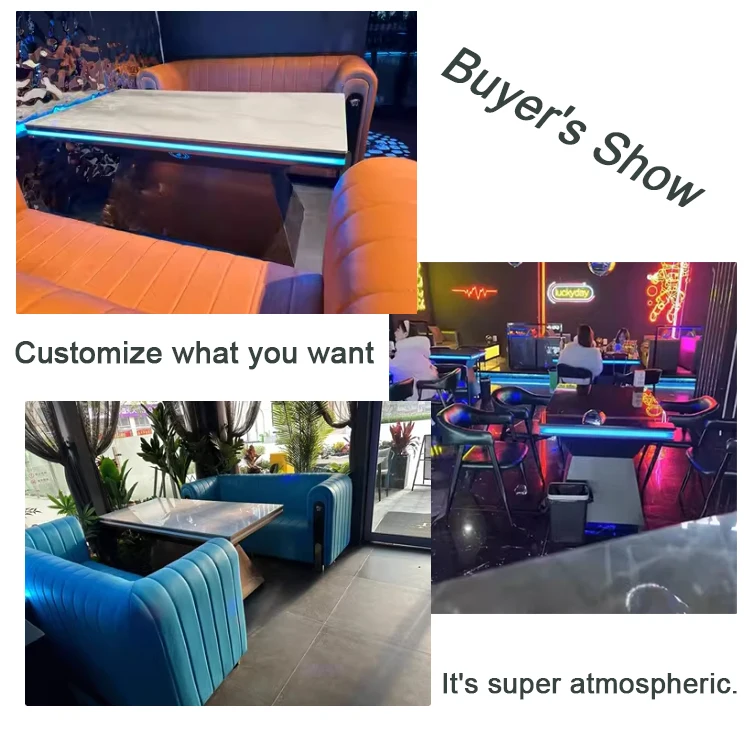 Cinema reception waiting room table sofa environmental protection plate metal frame table chair