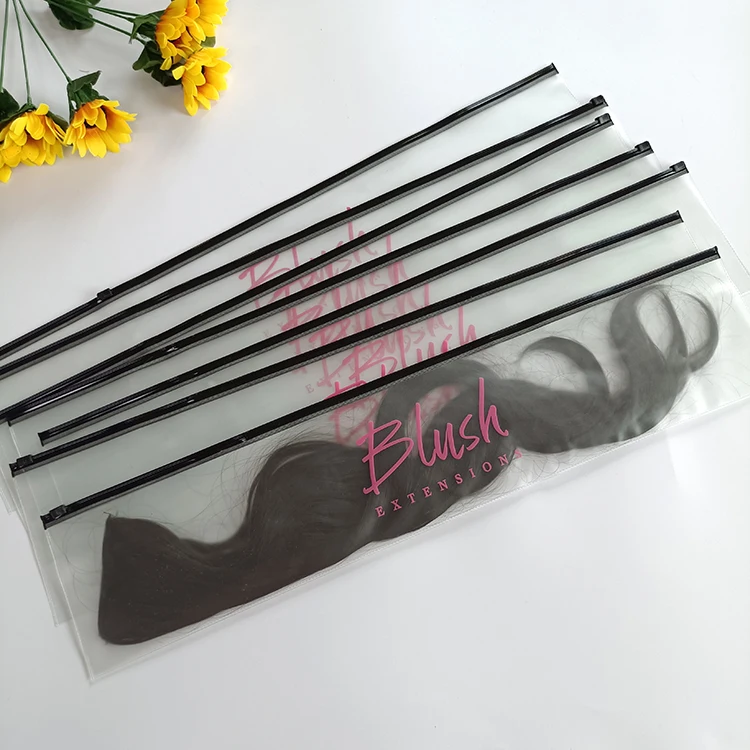 Custom LOGO Printed High Quality Clear Pvc Wig Bags Hair Extensions Packing Bag PVC Zip Plastic for Packaging