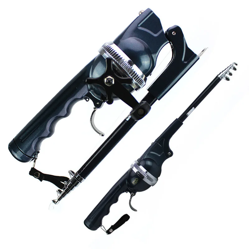 Wholesale foldable fishing rod integrated built-in wheel comes with fishing line portable pocket throwing rod road sub rod