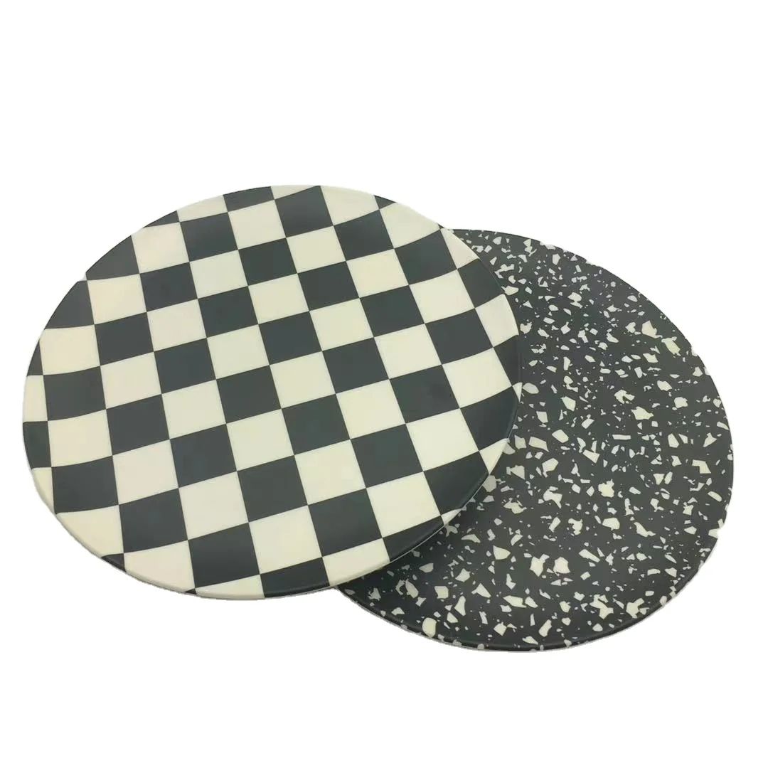 factory price Tableware 20 cm custom design printed Round bamboo fiber plates