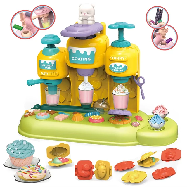 New multi functional colored clay ice cream maker toy machine diy toy sensory stimuli polymer clay 22pcs