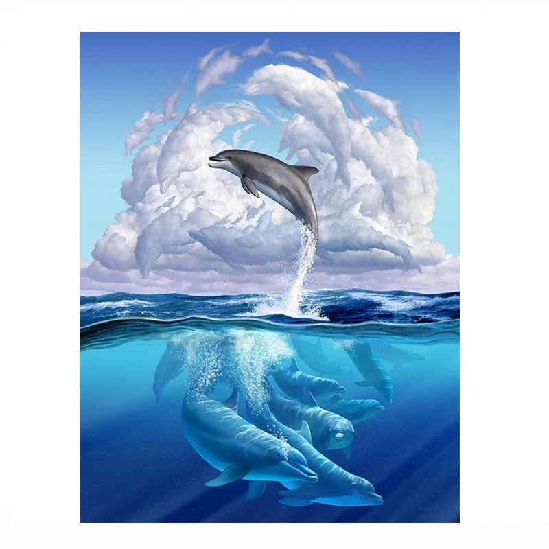 DIY картина маслом Краска по номеру набора Дельфин холст номерам Искусство ремесло для домашнего украшения стены