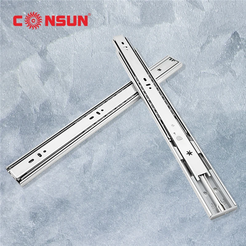 Manufacturing soft close telescopic slide push open full extension channel rails ball bearing cabinet drawer slides
