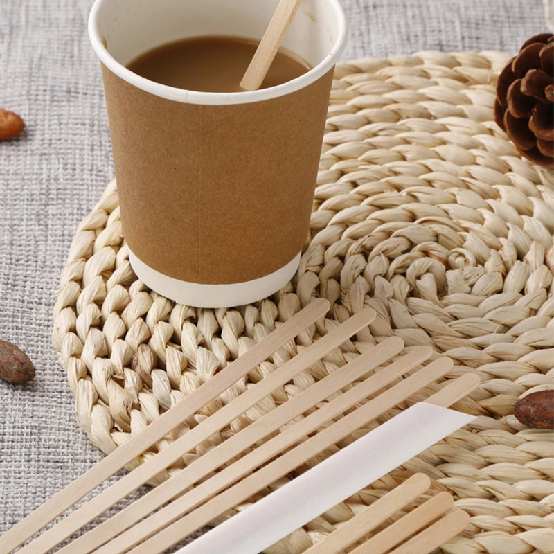 Customized Smooth Surface Eco Friendly Drink Stirrers Disposable Wood Tea Coffee Stirrers Stick For Hot Or Cold Beverages
