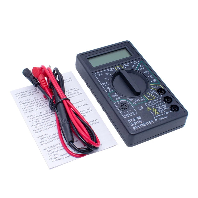 LCD Digital Multimeter AC/DC 750/1000V Digital Mini Multimeter probe For Voltmeter Ammeter  Tester Meter Voltage Current DT-830B