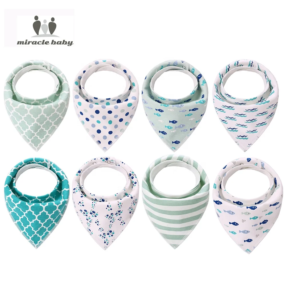 Miracle Baby Bibs Set 8 Pack Wholesale Custom Bandana Manufacturer Kids Triangle Soft Cotton Muslin Baby Bib